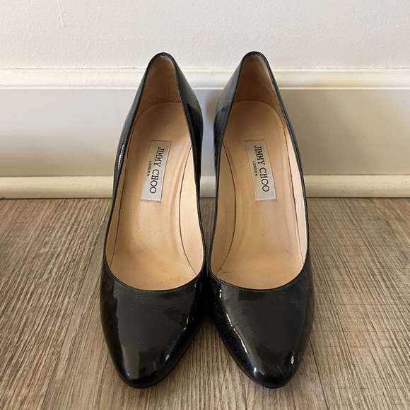 Jimmy Choo Gilbert Patent Black Pumps 41 85mm - Picture 2 of 4
